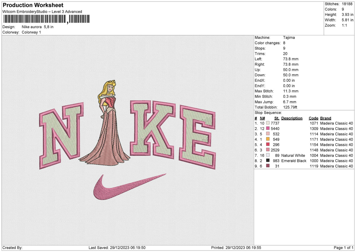 Nike Aurora Embroidery File 6 size