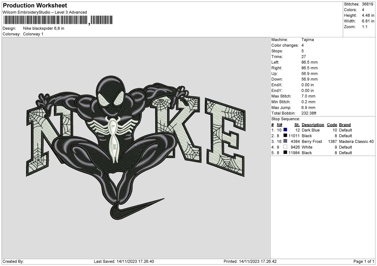 Nike Blackspider Embroidery File 6 sizes