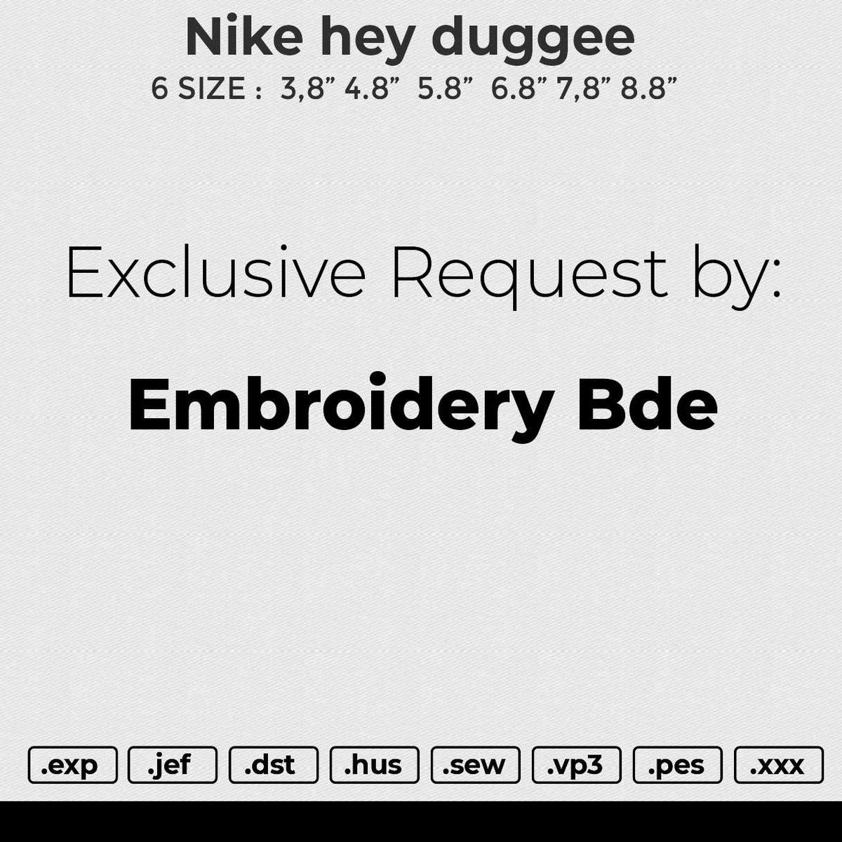 Nike Hey Duggee Embroidery File 6 size