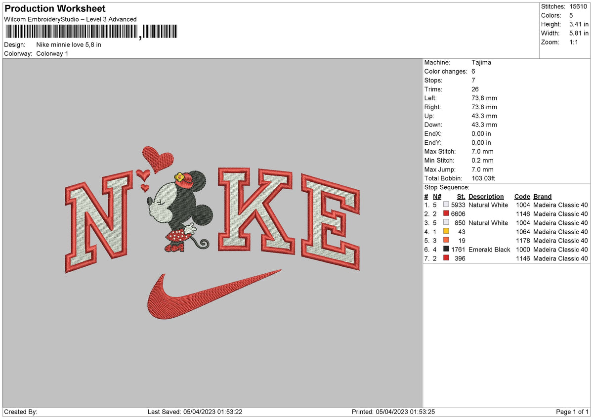 Nike Kiss Love V1 Embroidery