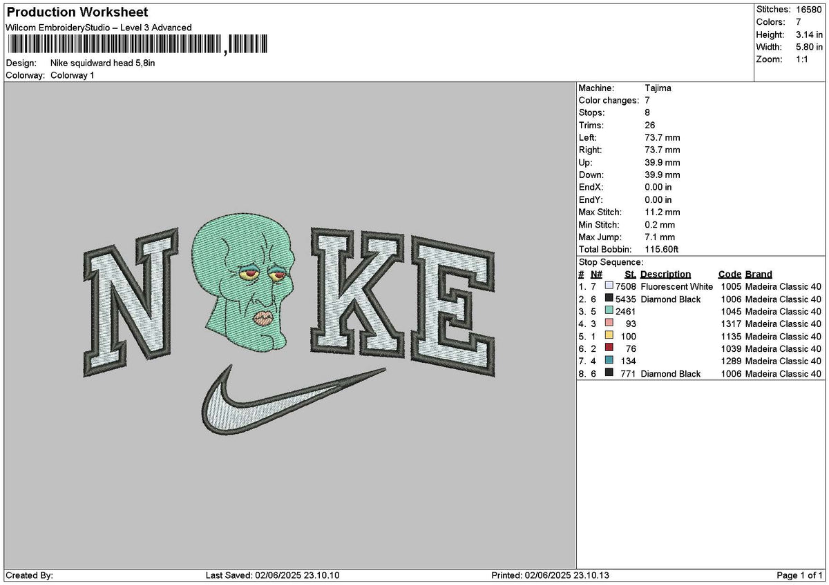 Nike Squid 0206 Embroidery File 6 sizes