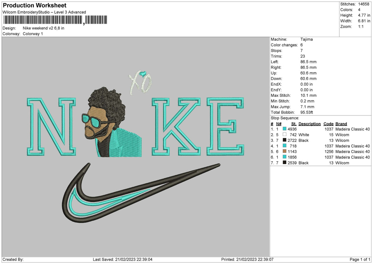 Nike Weekend v2 Embroidery File 6 sizes