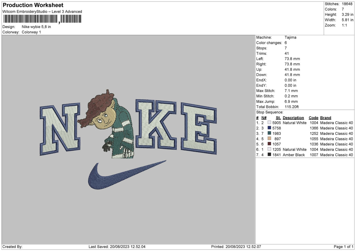Nike Wybie Embroidery File 6 sizes