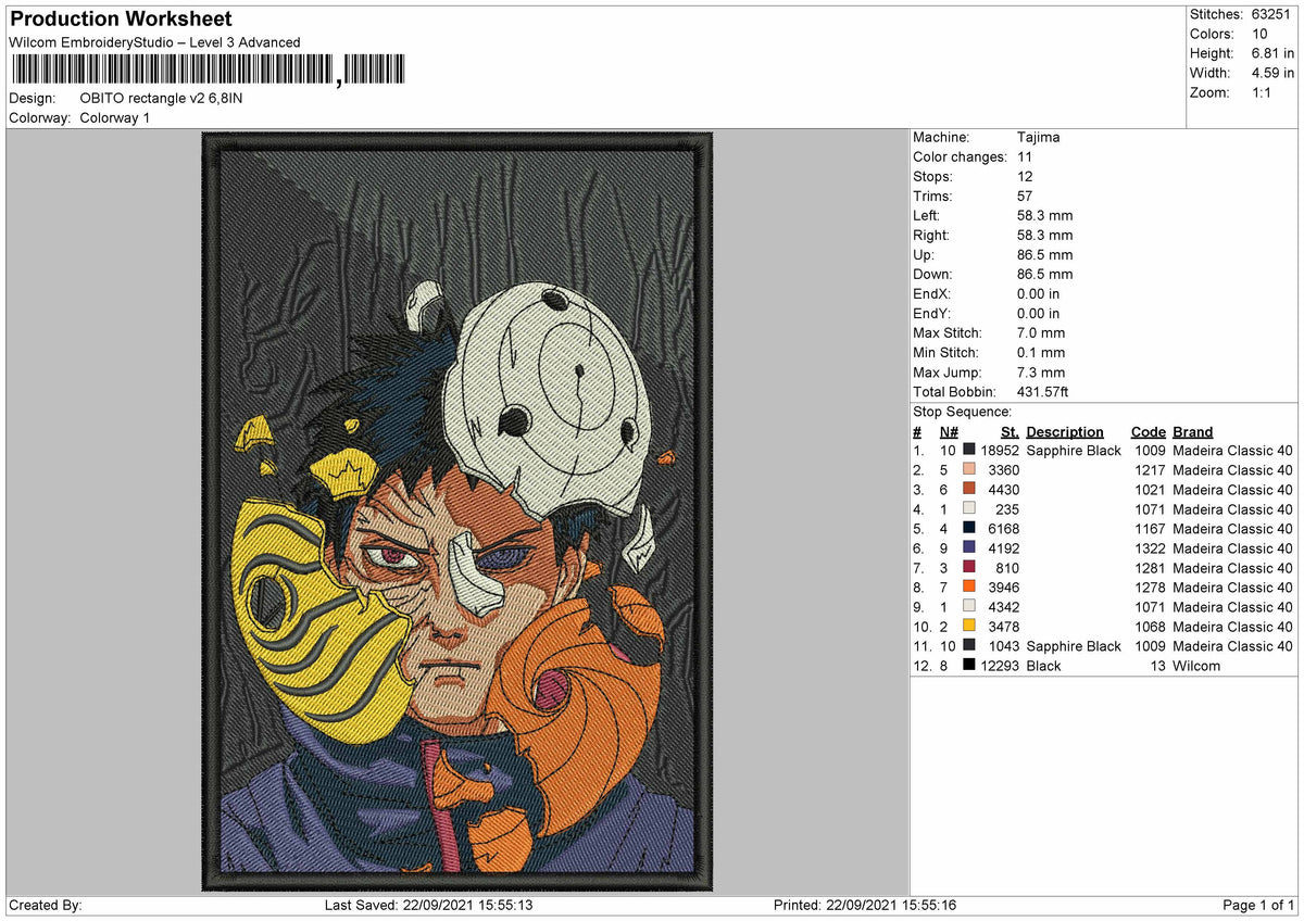 Obito Rectangle V2 Embroidery File 4 size