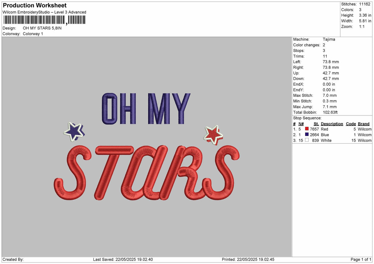 OH MY STARS Embroidery Files
