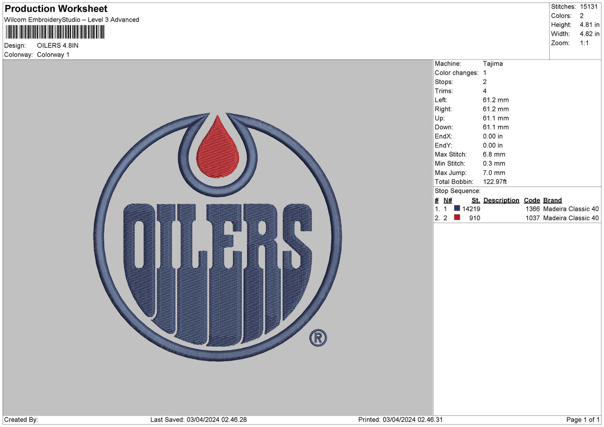 Oilerscircle Embroidery File 6 Sizes