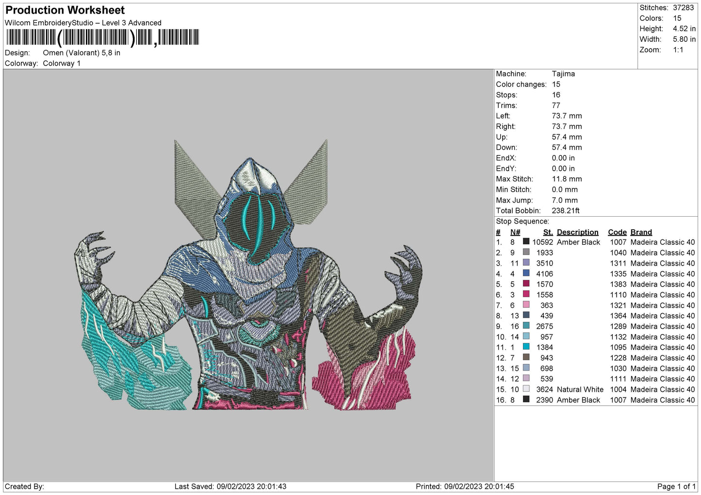 Omen Embroidery File 6 sizes