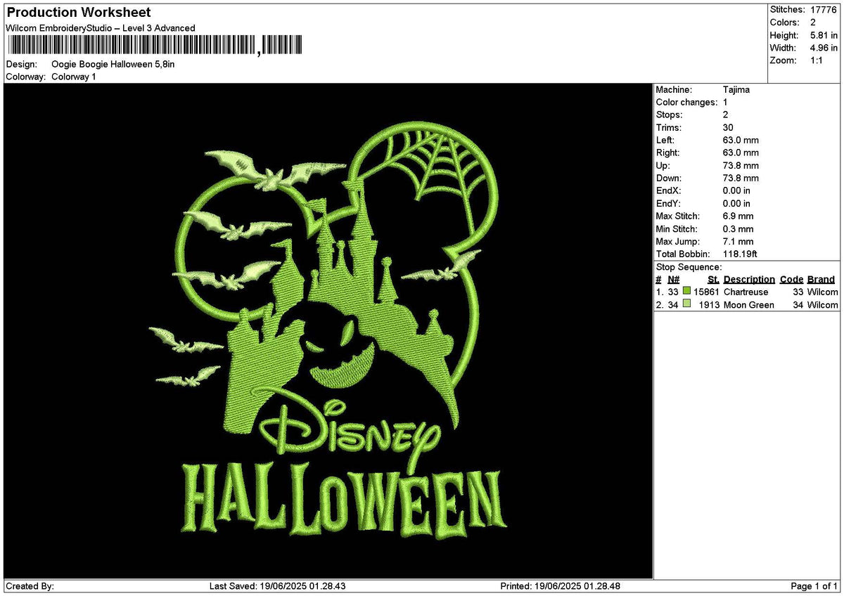 Oogietext 1906 Embroidery File 6 sizes
