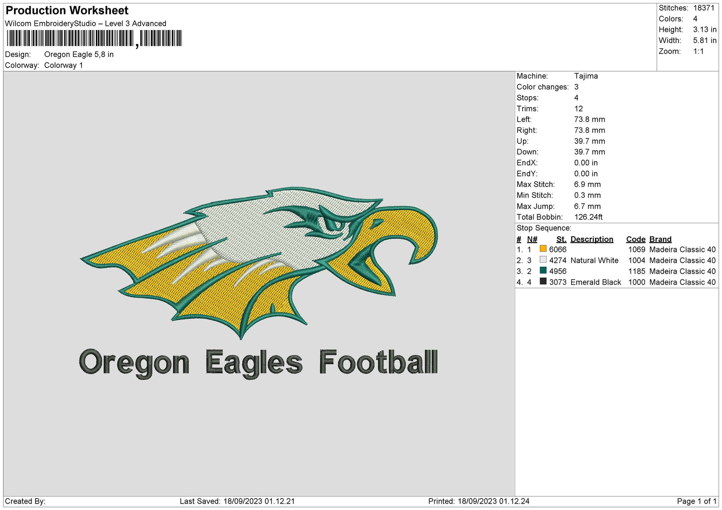 Oregon E Embroidery File 6 sizes