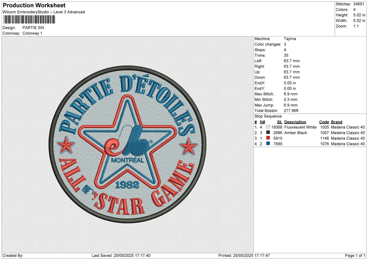 PARTIE Embroidery File 6 size