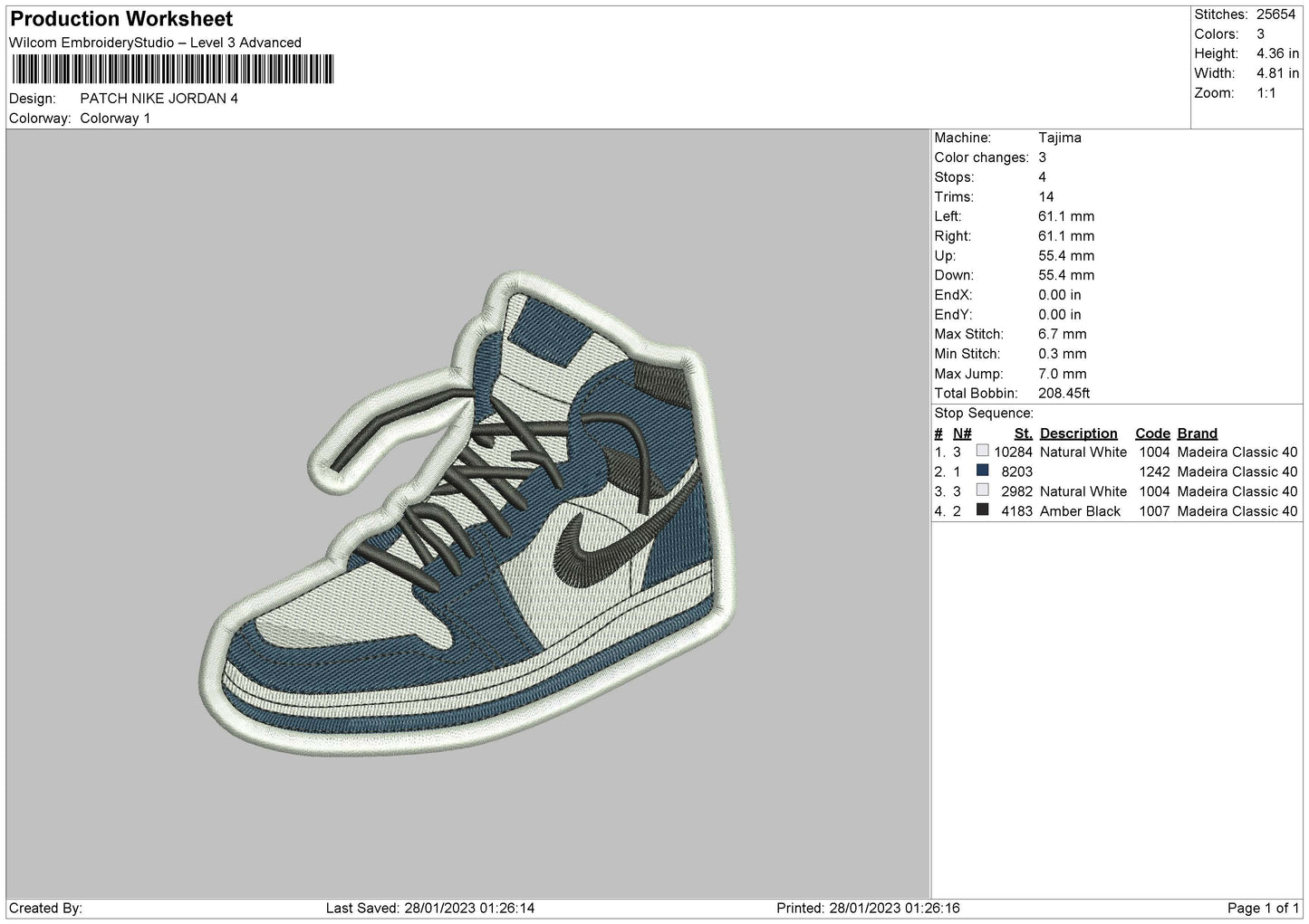 Patch Shoes J Embroidery File 6 sizes