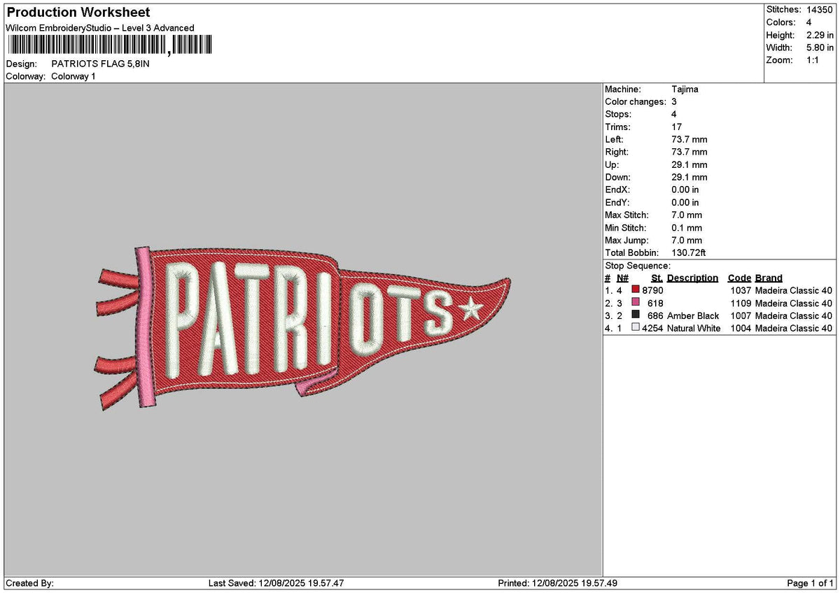Patriotstext Embroidery File 6 sizes