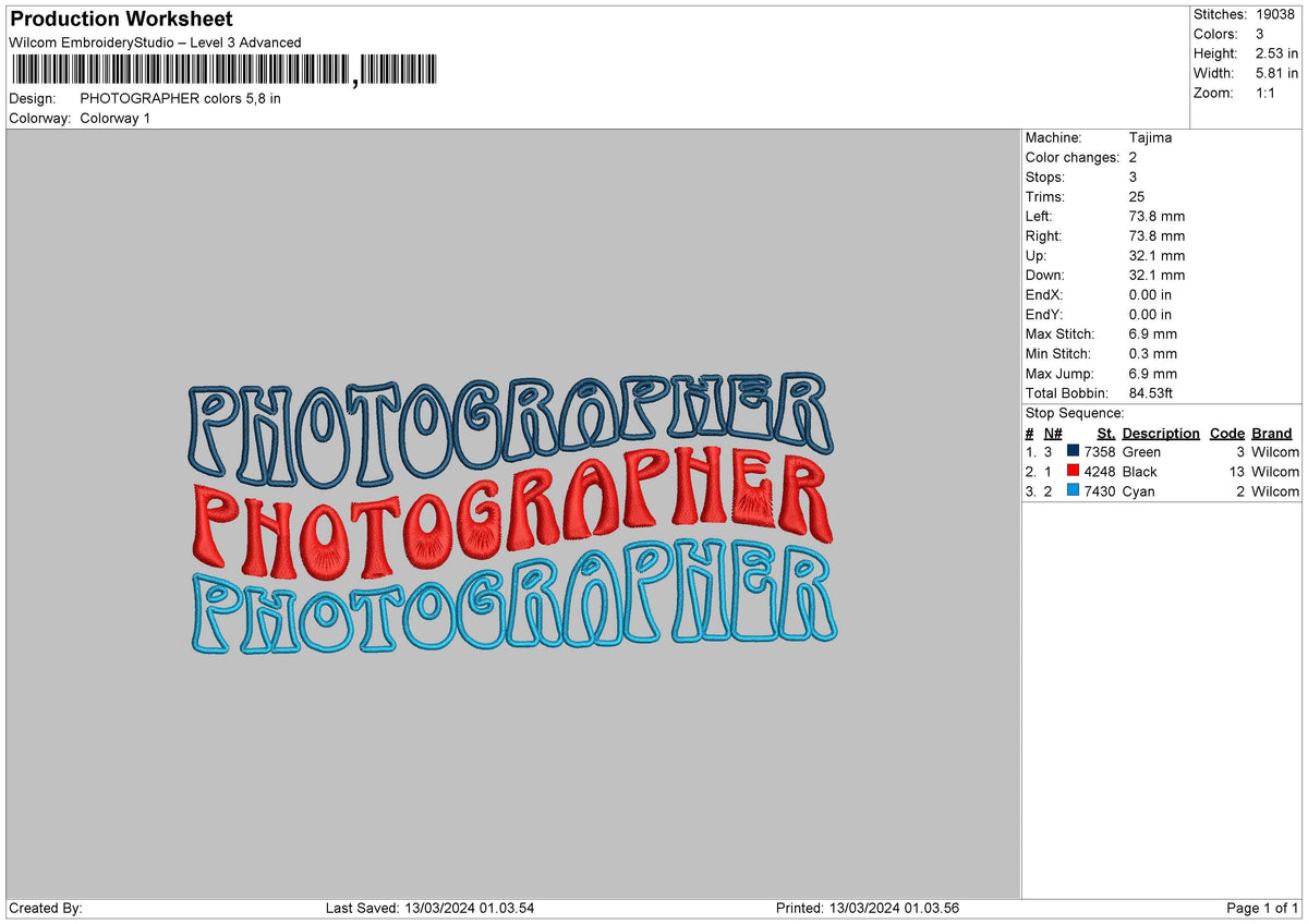 Phototext01 Embroidery File 6 sizes