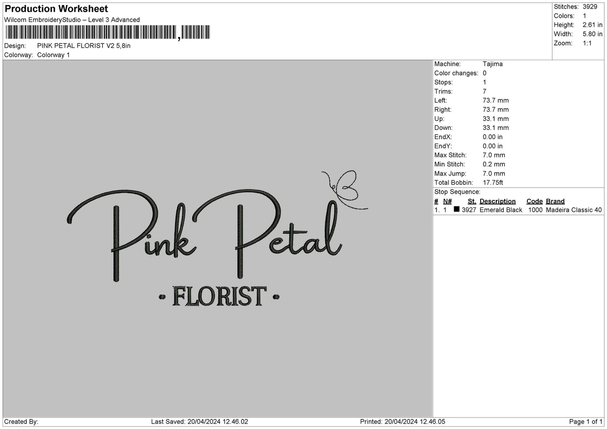Florist V2 Embroidery File 6 sizes