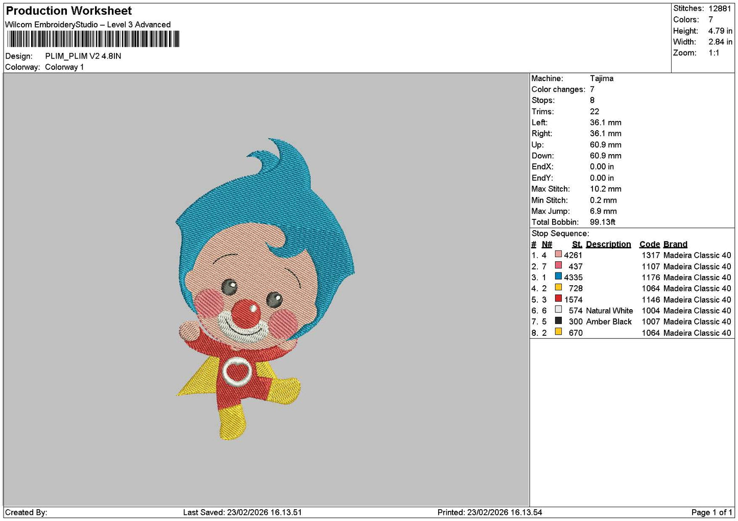 Chibi Character 01a Embroidery File 6 sizes