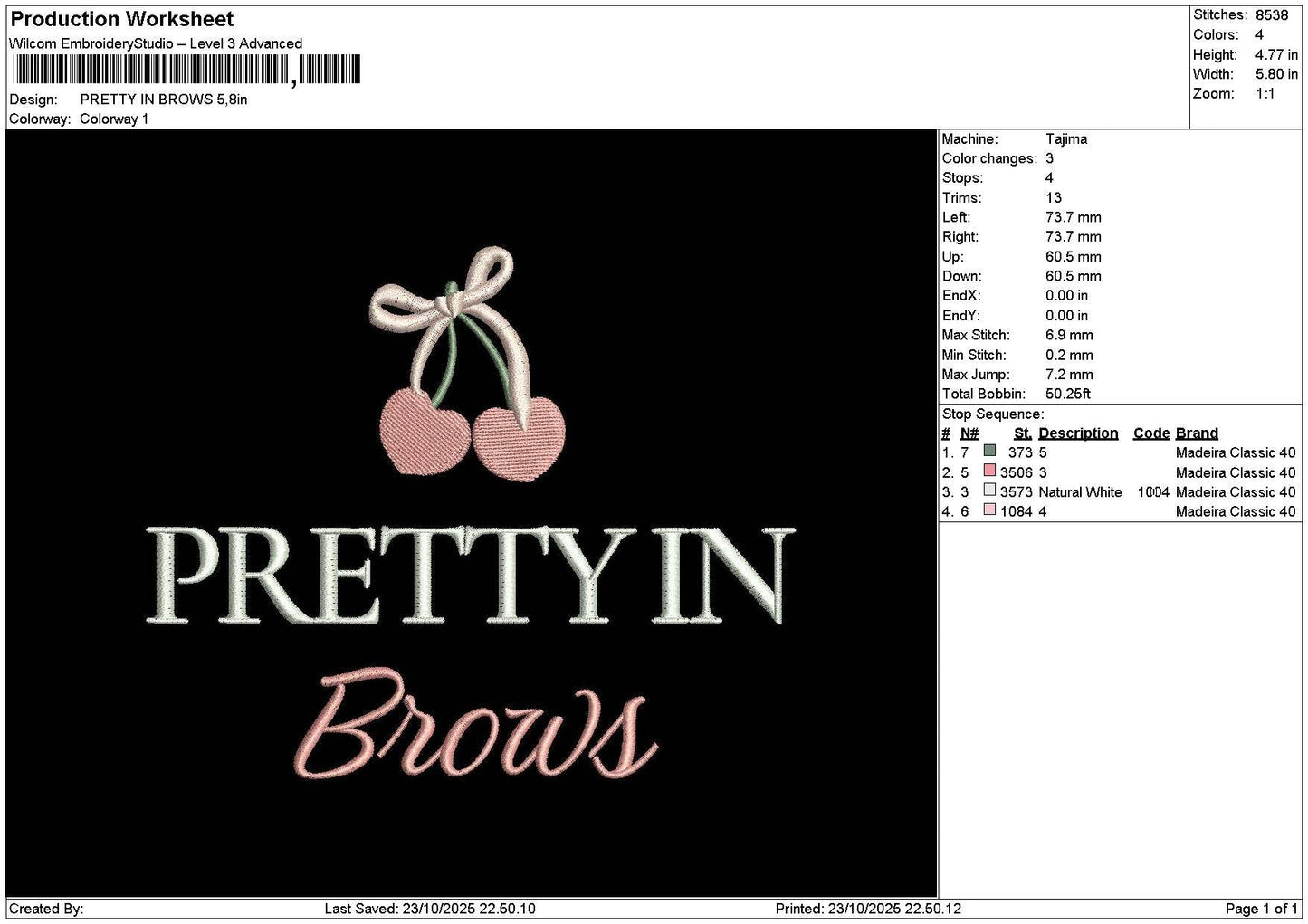 Prettytext 2310 Embroidery File 6 sizes