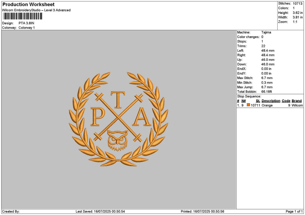 Ptatext 01 Embroidery File 6 sizes