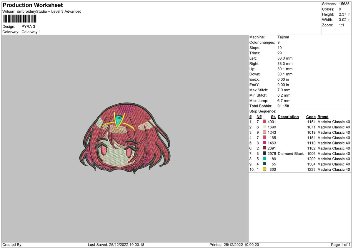 Pyra Embroidery File 6 Sizes