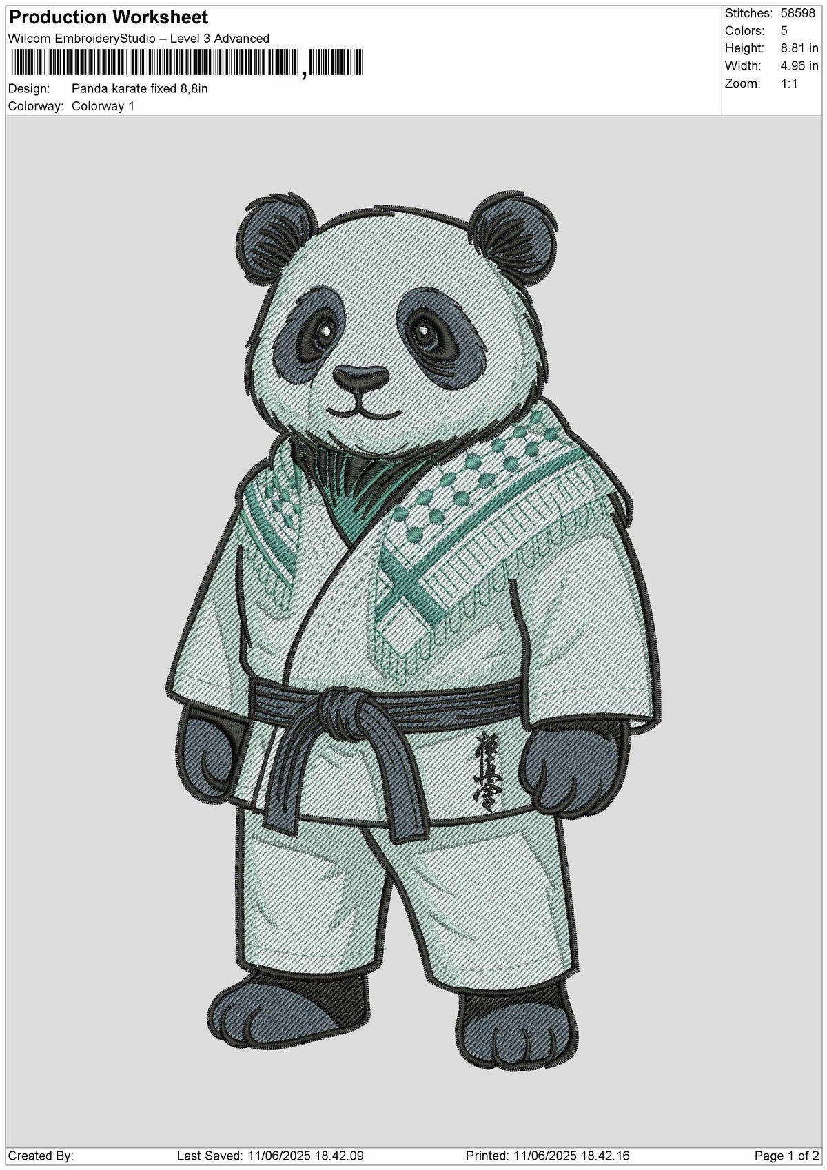 Panda2705 Embroidery File 6 sizes