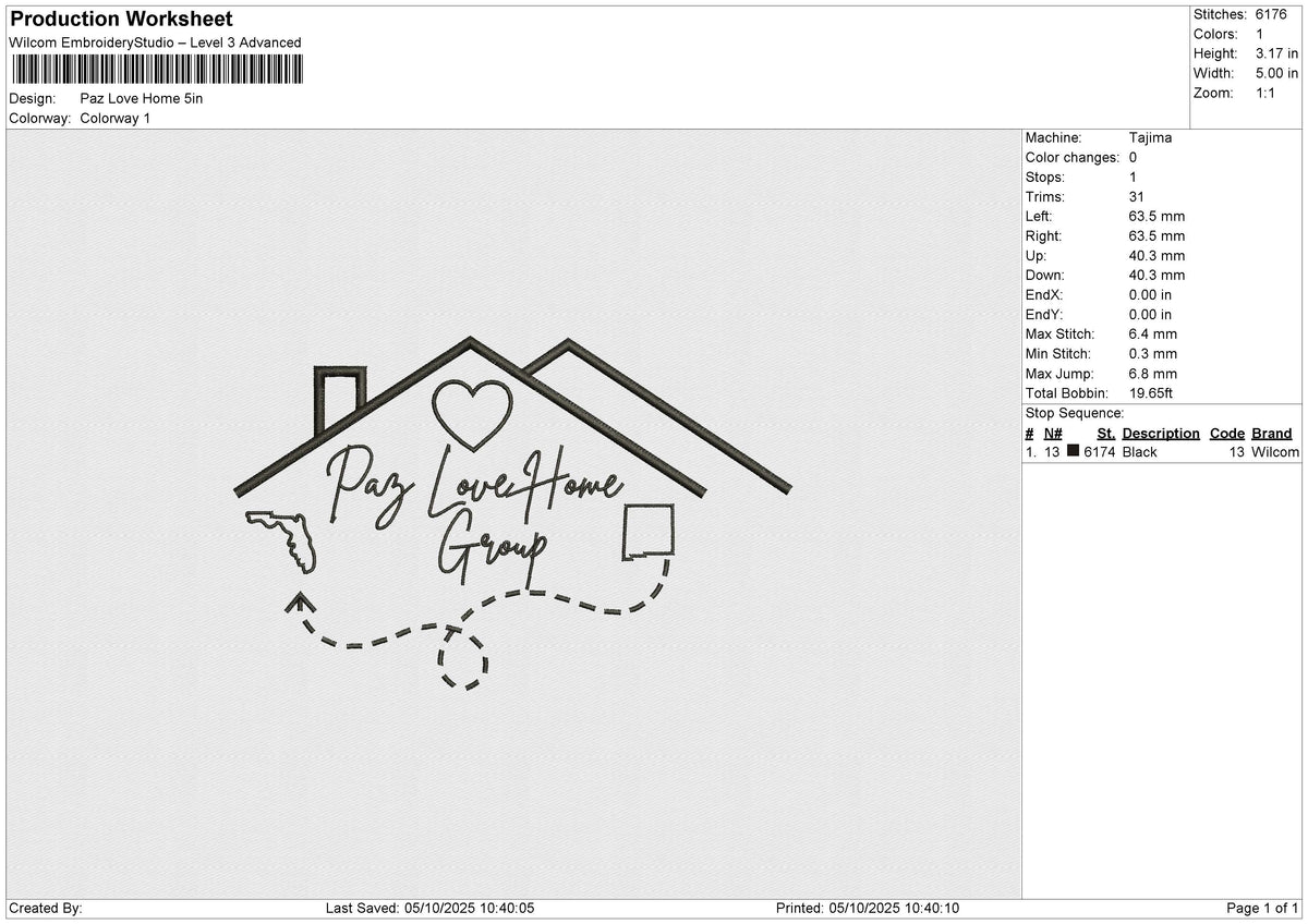Paz Love Home Embroidery File 6 size