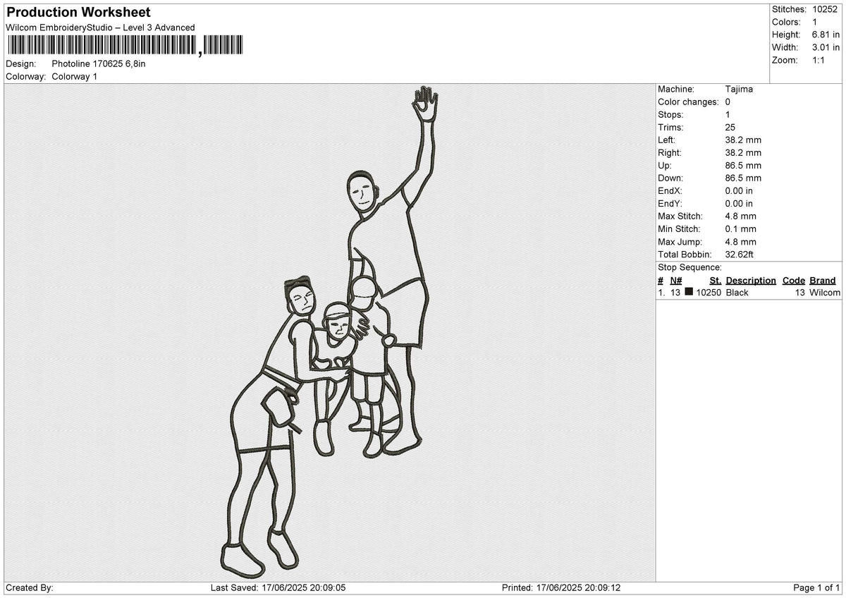 Photoline 170625 Embroidery File 6 size