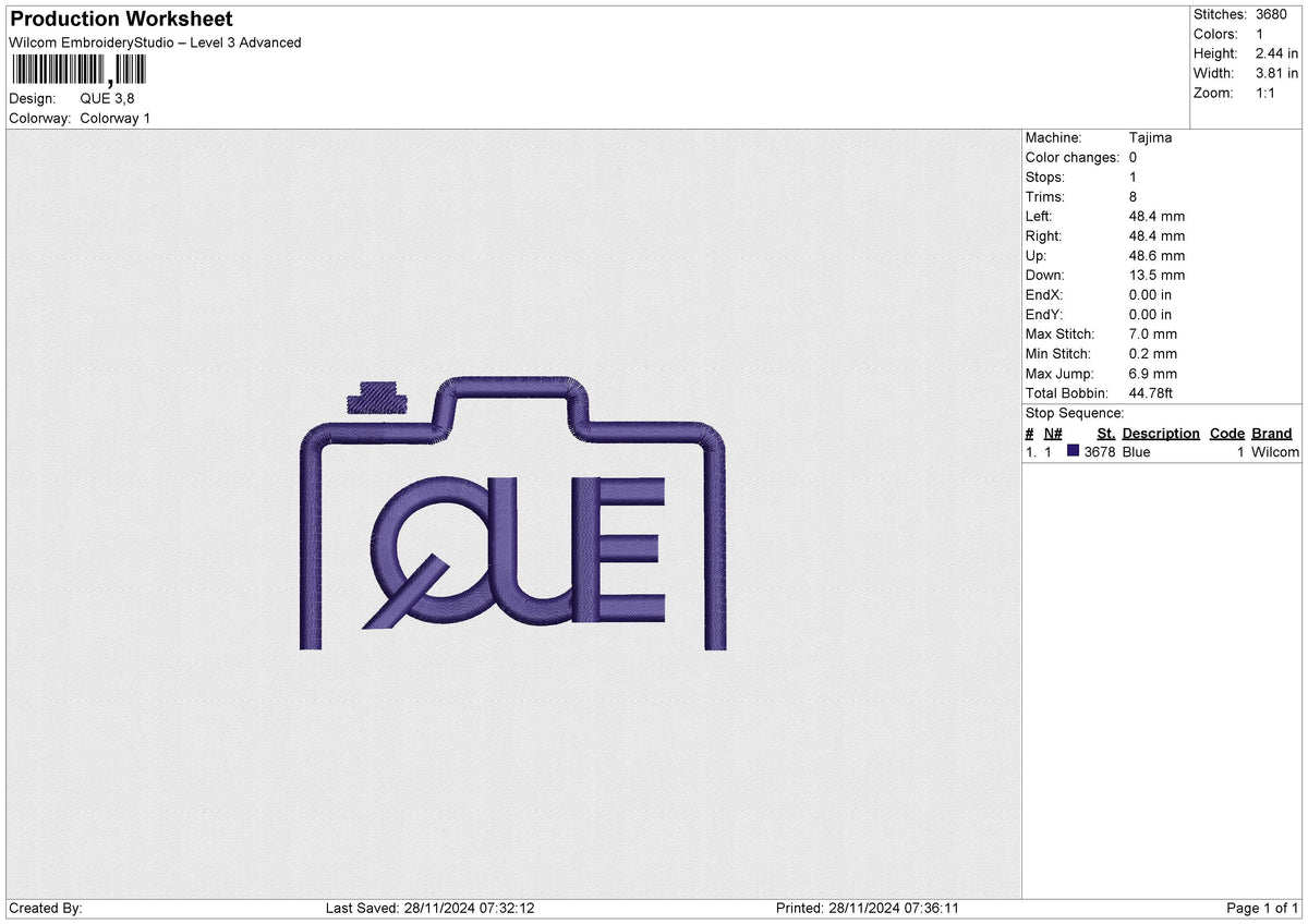 QUE Embroidery File 6 size