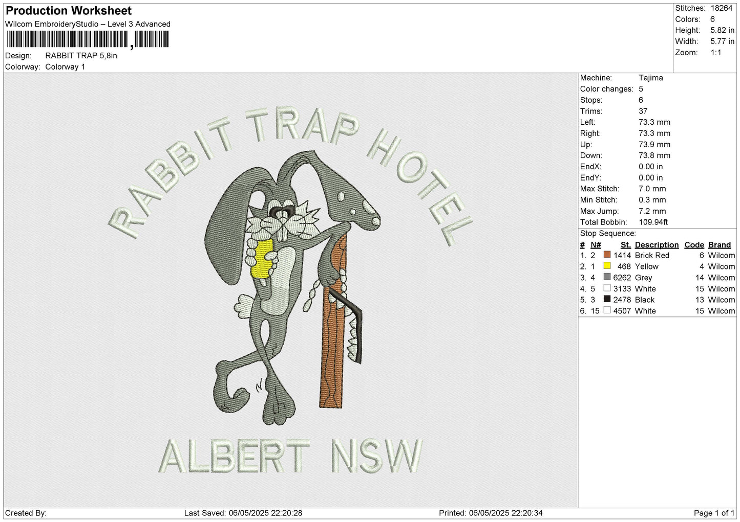 RABBIT TRAP Embroidery File 6 size