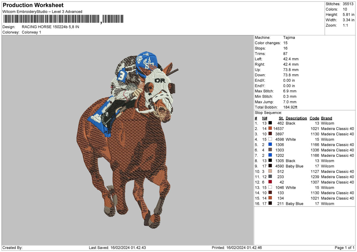 Horse 1502b Embroidery File 6 sizes