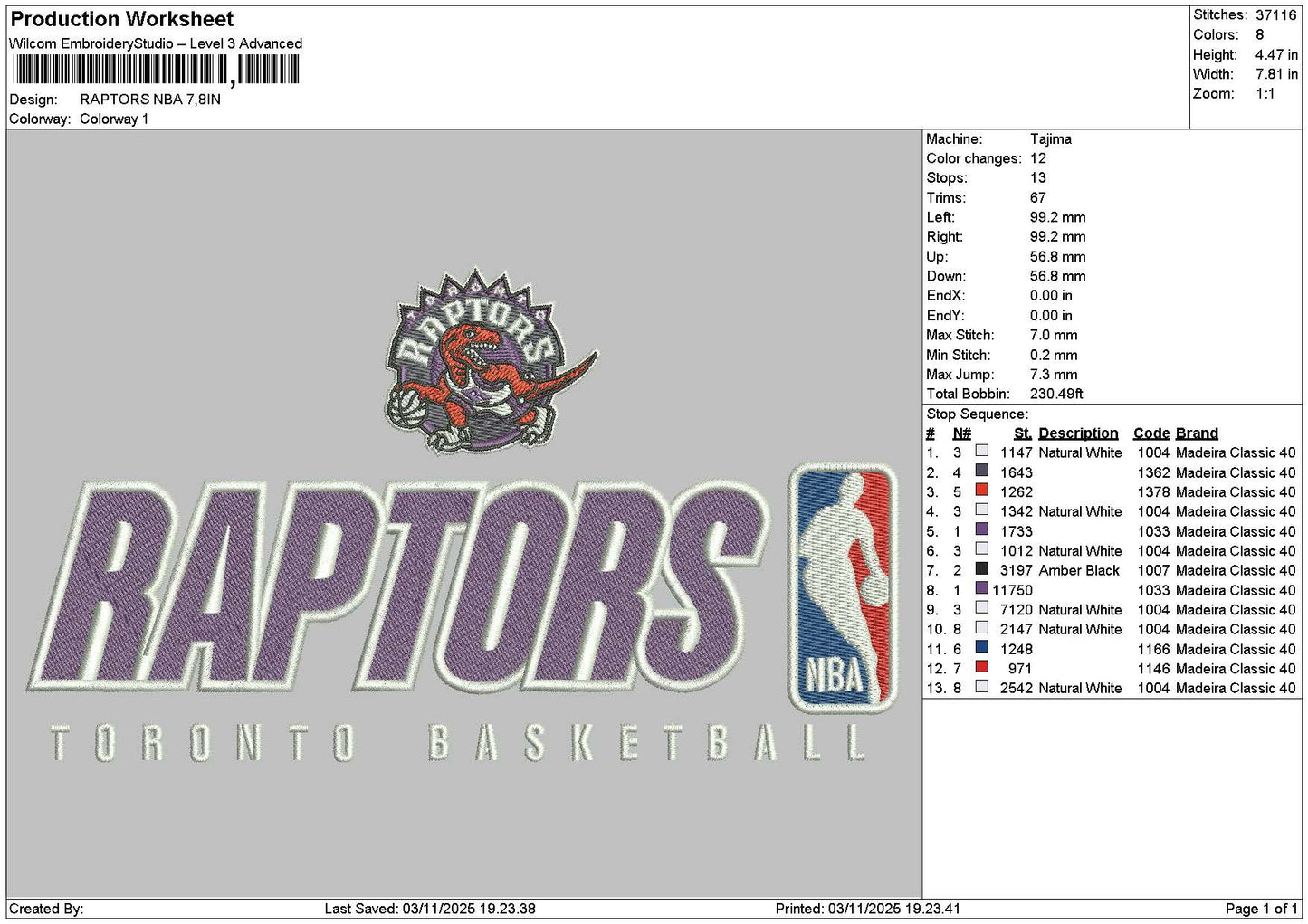 Raptorstext Big Embroidery File 6 sizes