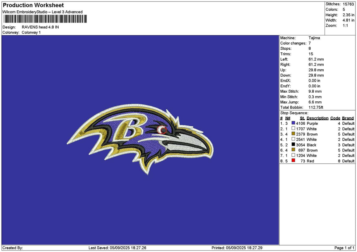 Bird Head 0509 Embroidery File 6 sizes