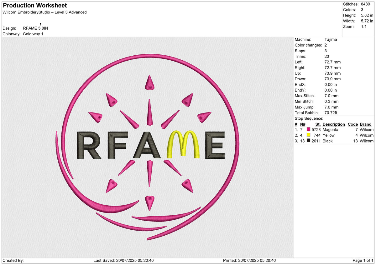 RFAME Embroidery File 6 size