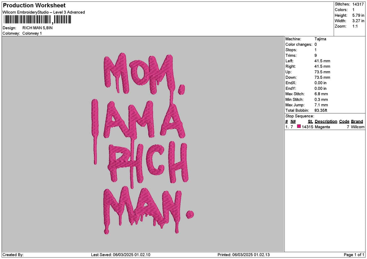 Richtext 0603 Embroidery File 6 sizes