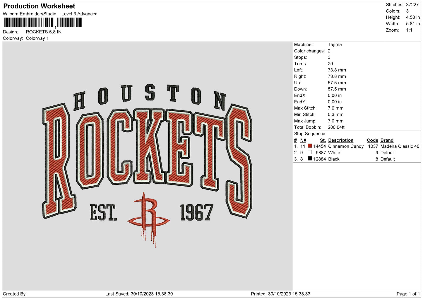 Rockets Embroidery File 6 sizes