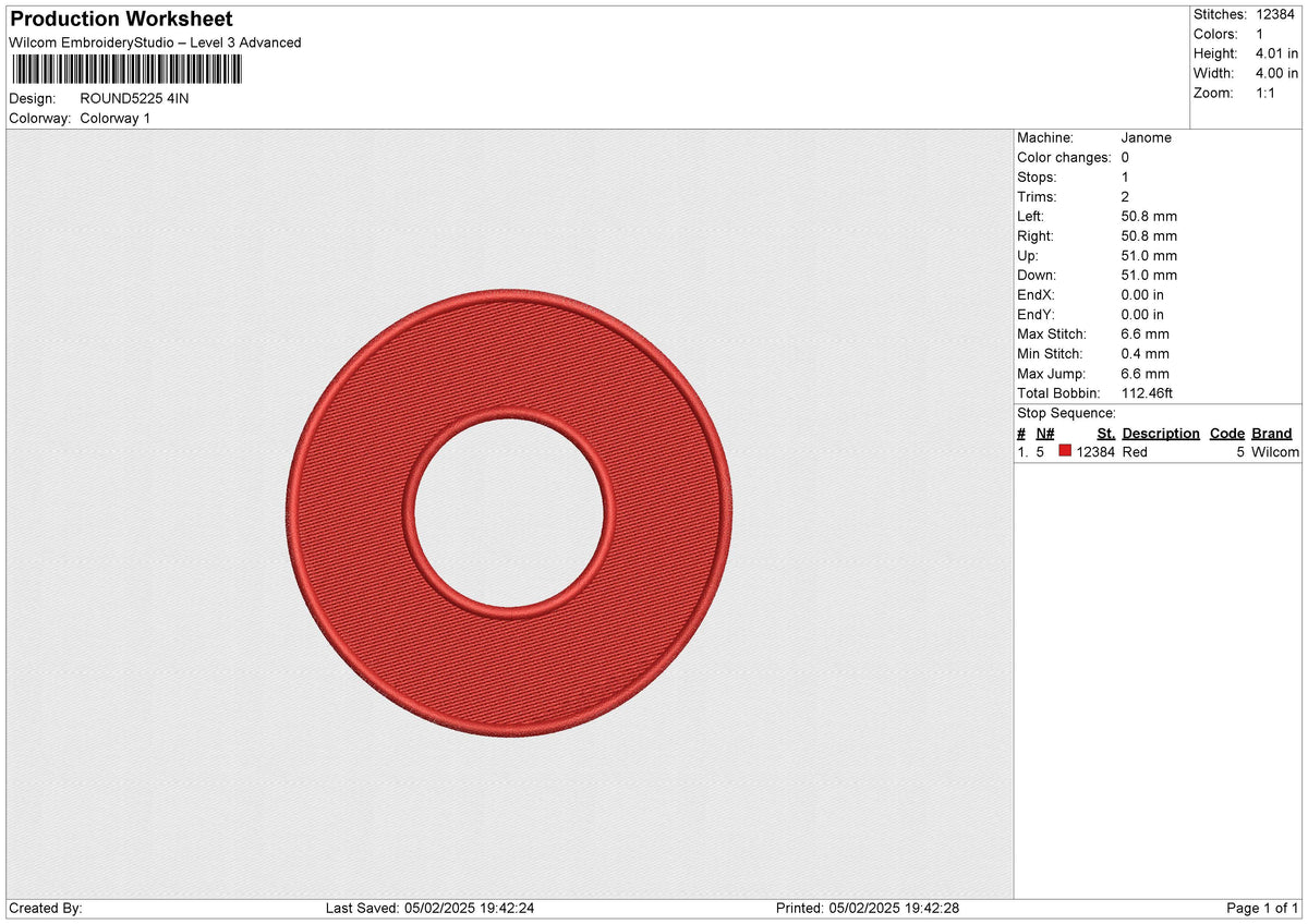ROUND5225 Embroidery File 6 size