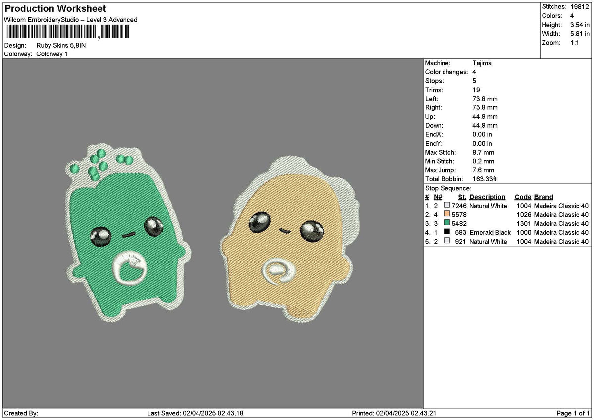 Chibi 02 Embroidery File 6 sizes