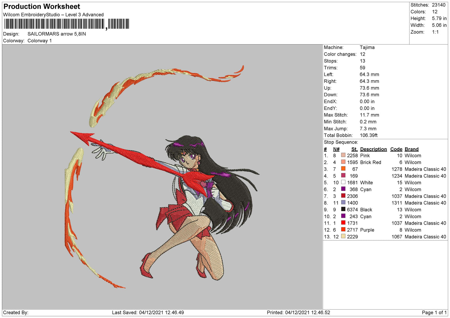 Sailormars Arrow Embroidery