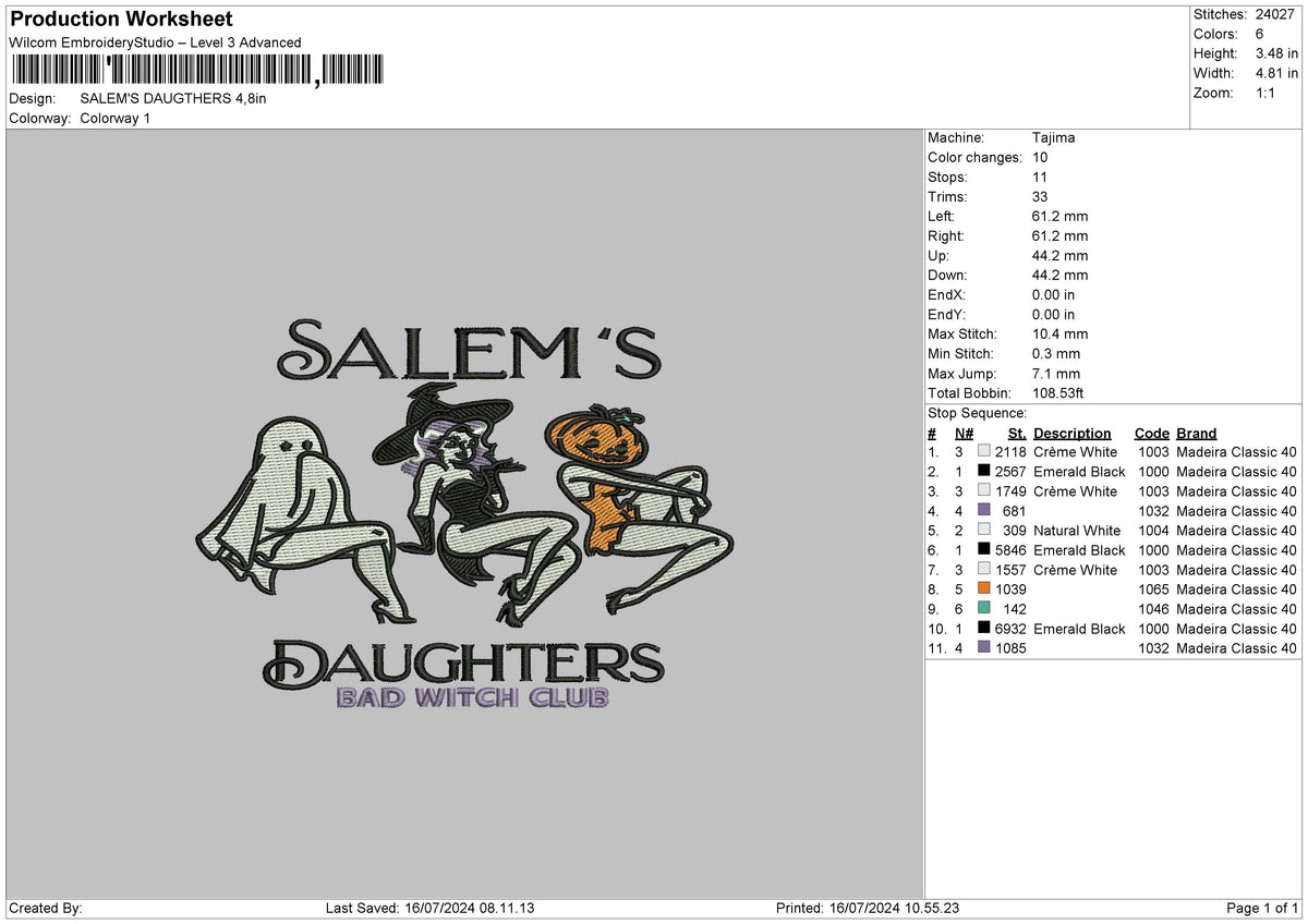 Daugthers Embroidery File 6 sizes