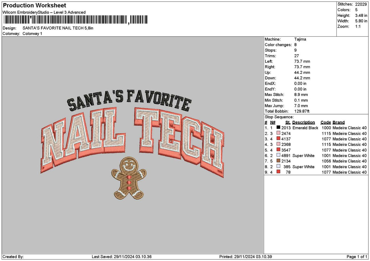 Santastextxmas Embroidery File 6 sizes