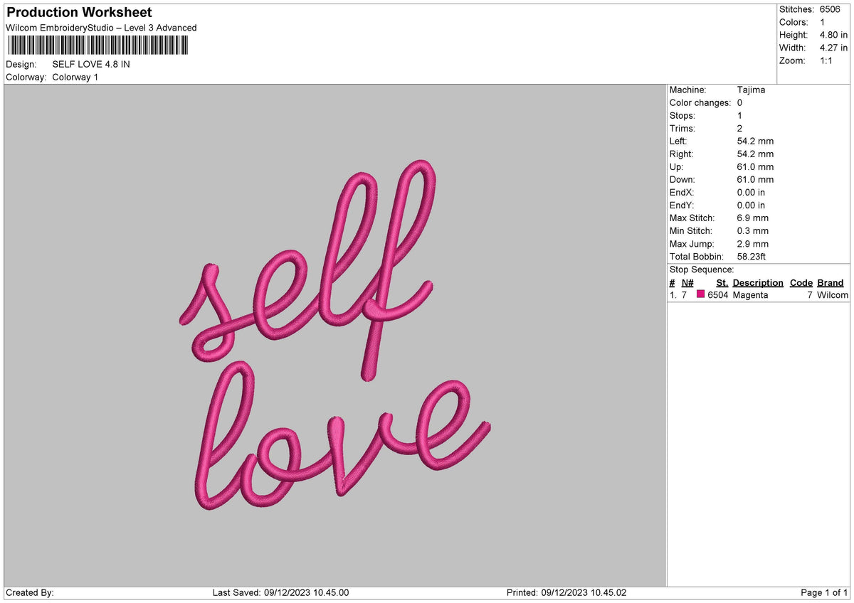 Self Love Embroidery File 6 sizes