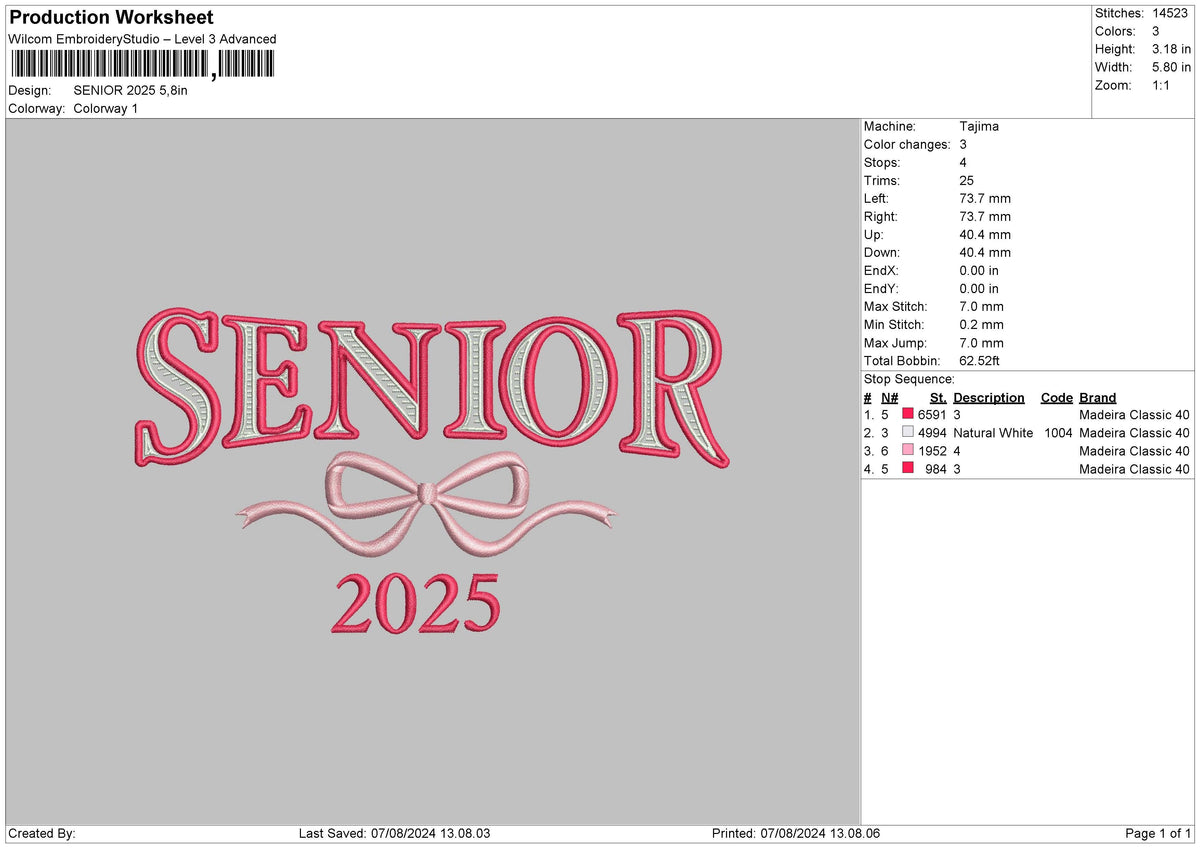 Senior25 Embroidery File 6 sizes
