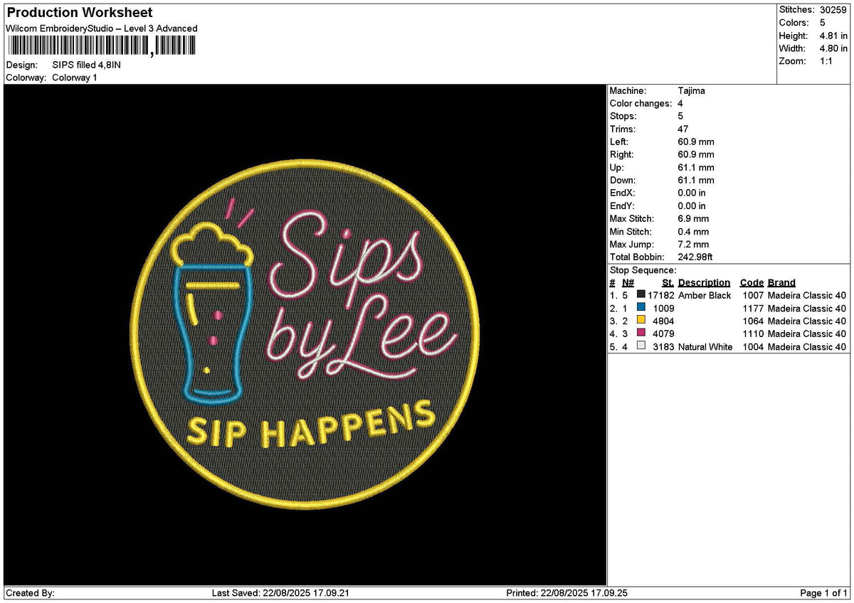 Sipscircle Embroidery File 6 sizes