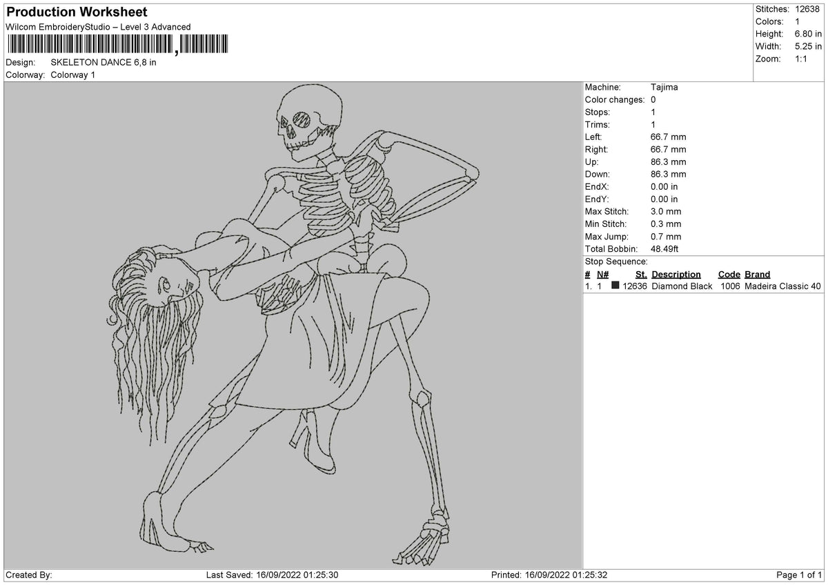 skeleton dance Embroidery