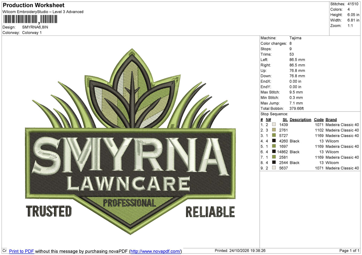 SMYRNA Embroidery File 6 size