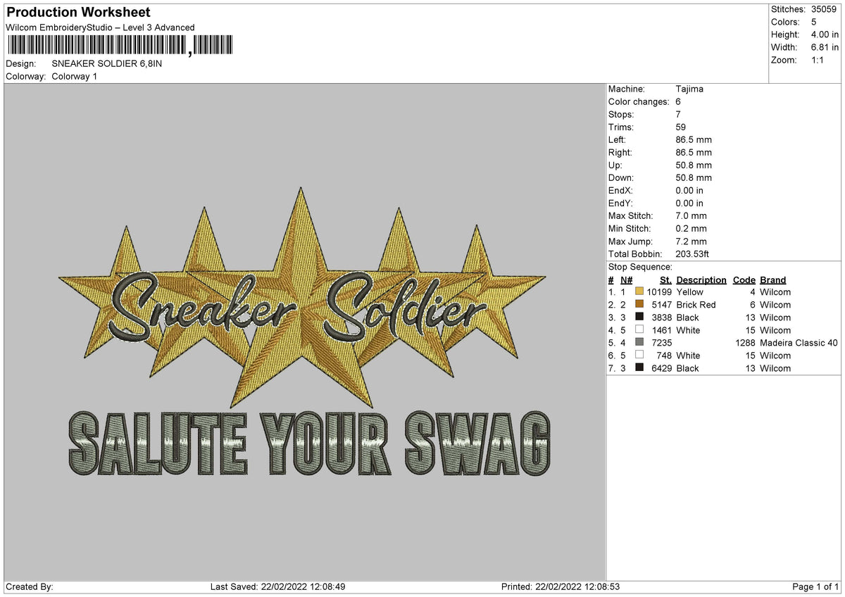Sneakers Soldier Embroidery