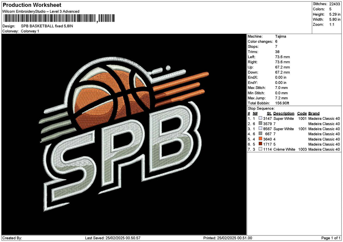 Basketballtext 2202 Embroidery File 6 sizes