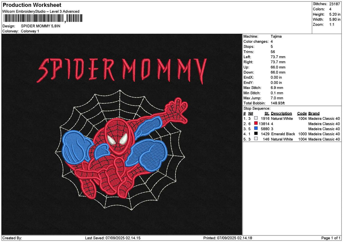 Spidertext 0709 Embroidery File 6 sizes