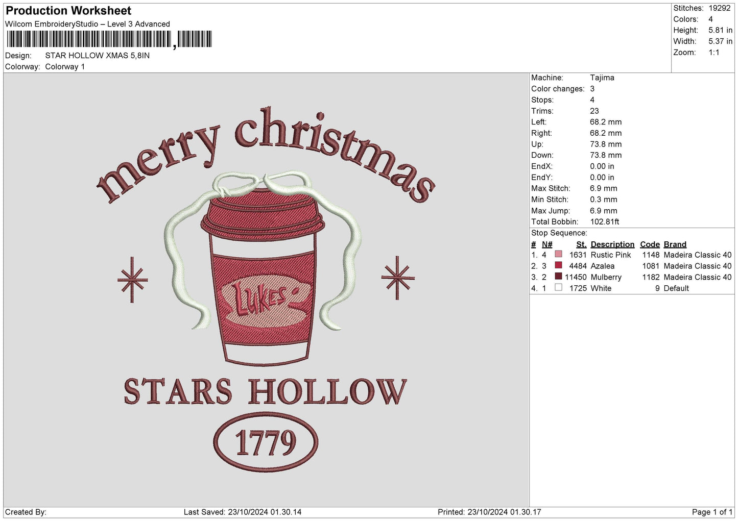 Starshollowtext Embroidery File 6 sizes