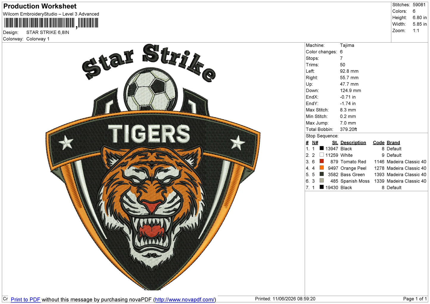 STAR STRIKE Embroidery File 6 size