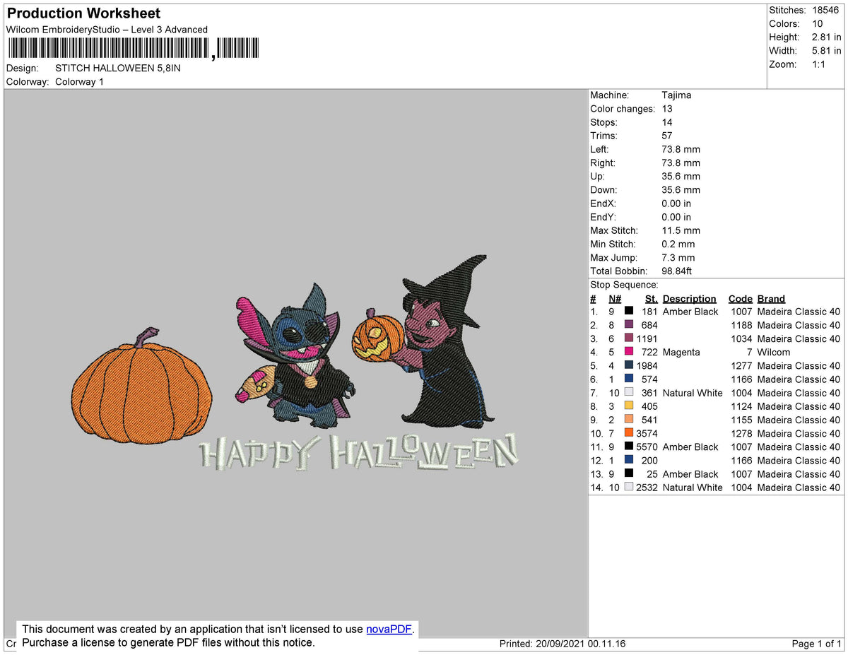 Stitch Halloween Embroidery File 4 size