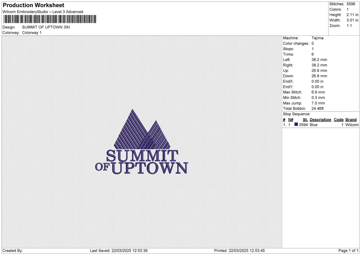 SUMMIT OF UPTOWN Embroidery File 6 size